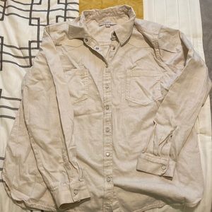 Loft button down blouse tan size large
